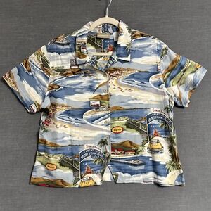 Vintage Claiborne Top XL Hawaiian Camp California Beach Fishing Golf‎ Malibu